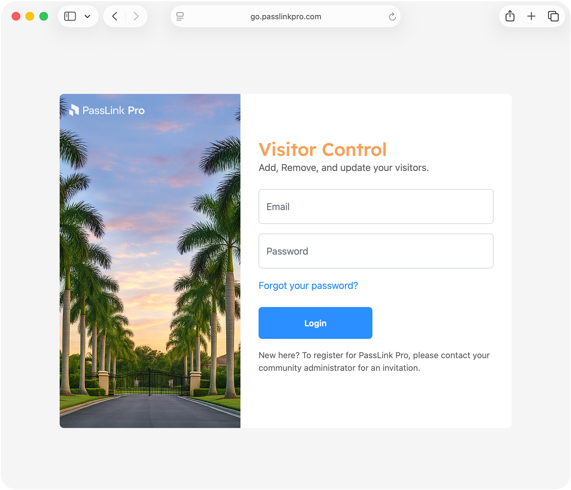 PassLink Pro web login screen