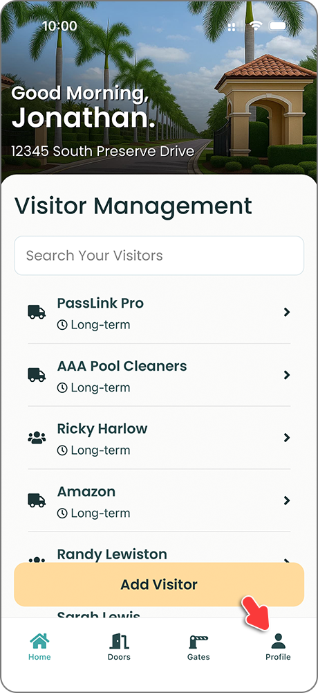 PassLink Pro app with Profile button